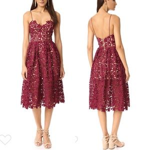 lace overlay maroon portrait nude illusion dress